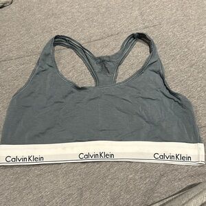 Calvin Klein Gray Sports Bra with Logo Band